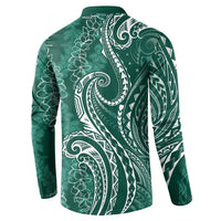 Polynesia Plumeria Lei Button Sweatshirt Sage Green Curves Motif LT7 - Polynesian Pride