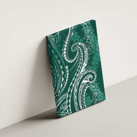 Polynesia Plumeria Lei Canvas Wall Art Sage Green Curves Motif LT7 - Polynesian Pride