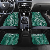 Polynesia Plumeria Lei Car Mats Sage Green Curves Motif LT7 Set 4pcs Dark Green - Polynesian Pride