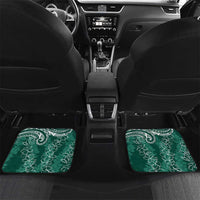 Polynesia Plumeria Lei Car Mats Sage Green Curves Motif LT7 Set 2pcs - Back Dark Green - Polynesian Pride