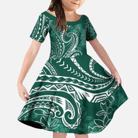 Polynesia Plumeria Lei Family Matching Mermaid Dress and Hawaiian Shirt Sage Green Curves Motif