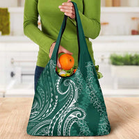 Polynesia Plumeria Lei Grocery Bag Sage Green Curves Motif LT7 - Polynesian Pride