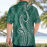 Polynesia Plumeria Lei Hawaiian Shirt Sage Green Curves Motif LT7 - Polynesian Pride