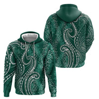 Polynesia Plumeria Lei Hoodie Sage Green Curves Motif