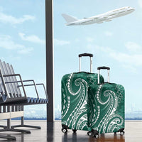 Polynesia Plumeria Lei Luggage Cover Sage Green Curves Motif