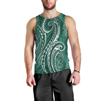 Polynesia Plumeria Lei Men Tank Top Sage Green Curves Motif LT7 - Polynesian Pride