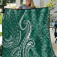 Polynesia Plumeria Lei Quilt Sage Green Curves Motif