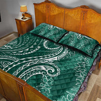 Polynesia Plumeria Lei Quilt Bed Set Sage Green Curves Motif