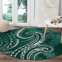 Polynesia Plumeria Lei Round Carpet Sage Green Curves Motif