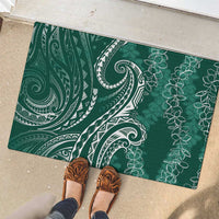 Polynesia Plumeria Lei Rubber Doormat Sage Green Curves Motif LT7 - Polynesian Pride