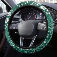 Polynesia Plumeria Lei Steering Wheel Cover Sage Green Curves Motif LT7 - Polynesian Pride