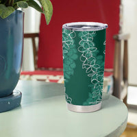 Polynesia Plumeria Lei Tumbler Cup Sage Green Curves Motif