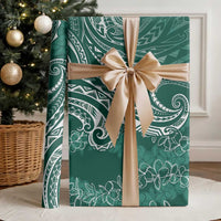 Polynesia Plumeria Lei Wrapping Paper Sage Green Curves Motif LT7 - Polynesian Pride