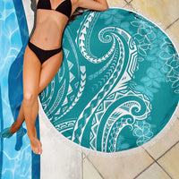 Polynesia Plumeria Lei Beach Blanket Teal Curves Motif LT7 - Polynesian Pride