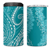 Polynesia Plumeria Lei 4 in 1 Can Cooler Tumbler Teal Curves Motif LT7 One Size: 16 oz Teal - Polynesian Pride