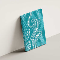 Polynesia Plumeria Lei Canvas Wall Art Teal Curves Motif LT7 - Polynesian Pride