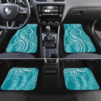 Polynesia Plumeria Lei Car Mats Teal Curves Motif LT7 Set 4pcs Teal - Polynesian Pride