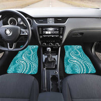 Polynesia Plumeria Lei Car Mats Teal Curves Motif LT7 Set 2pcs - Front Teal - Polynesian Pride