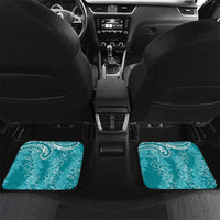 Polynesia Plumeria Lei Car Mats Teal Curves Motif LT7 Set 2pcs - Back Teal - Polynesian Pride