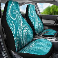 Polynesia Plumeria Lei Car Seat Cover Teal Curves Motif
