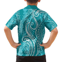 Polynesia Plumeria Lei Family Matching Tank Maxi Dress and Hawaiian Shirt Teal Curves Motif