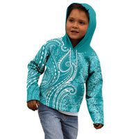 Polynesia Plumeria Lei Kid Hoodie Teal Curves Motif LT7 - Polynesian Pride