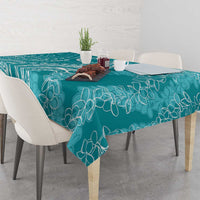 Polynesia Plumeria Lei Tablecloth Teal Curves Motif LT7 - Polynesian Pride