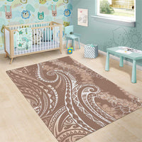 Polynesia Plumeria Lei Area Rug Beige Curves Motif