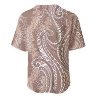 Polynesia Plumeria Lei Baseball Jersey Beige Curves Motif