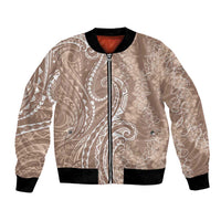 Polynesia Plumeria Lei Bomber Jacket Beige Curves Motif