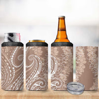 Polynesia Plumeria Lei 4 in 1 Can Cooler Tumbler Beige Curves Motif LT7 - Polynesian Pride