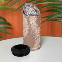 Polynesia Plumeria Lei 4 in 1 Can Cooler Tumbler Beige Curves Motif LT7 - Polynesian Pride
