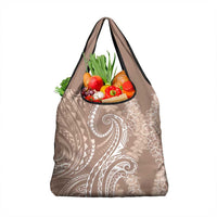 Polynesia Plumeria Lei Grocery Bag Beige Curves Motif LT7 1-pack One Size Beige - Polynesian Pride