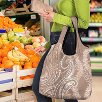 Polynesia Plumeria Lei Grocery Bag Beige Curves Motif LT7 - Polynesian Pride