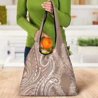 Polynesia Plumeria Lei Grocery Bag Beige Curves Motif LT7 - Polynesian Pride