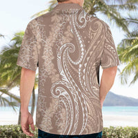 Polynesia Plumeria Lei Hawaiian Shirt Beige Curves Motif LT7 - Polynesian Pride
