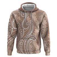 Polynesia Plumeria Lei Hoodie Beige Curves Motif