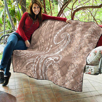 Polynesia Plumeria Lei Quilt Beige Curves Motif