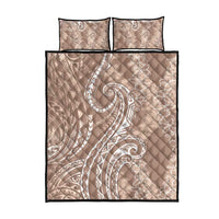 Polynesia Plumeria Lei Quilt Bed Set Beige Curves Motif