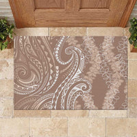 Polynesia Plumeria Lei Rubber Doormat Beige Curves Motif LT7 Beige - Polynesian Pride