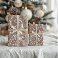 Polynesia Plumeria Lei Wrapping Paper Beige Curves Motif LT7 - Polynesian Pride