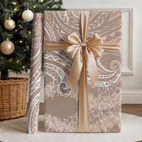 Polynesia Plumeria Lei Wrapping Paper Beige Curves Motif LT7 - Polynesian Pride