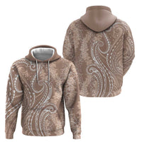 Polynesia Plumeria Lei Zip Hoodie Beige Curves Motif