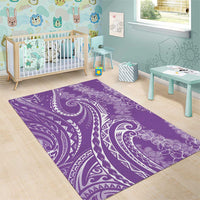 Polynesia Plumeria Lei Area Rug Periwinkle Curves Motif