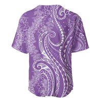Polynesia Plumeria Lei Baseball Jersey Periwinkle Curves Motif