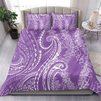 Polynesia Plumeria Lei Bedding Set Periwinkle Curves Motif