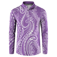 Polynesia Plumeria Lei Button Sweatshirt Periwinkle Curves Motif LT7 Periwinkle - Polynesian Pride