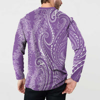 Polynesia Plumeria Lei Button Sweatshirt Periwinkle Curves Motif LT7 - Polynesian Pride
