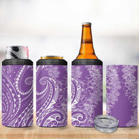 Polynesia Plumeria Lei 4 in 1 Can Cooler Tumbler Periwinkle Curves Motif LT7 - Polynesian Pride