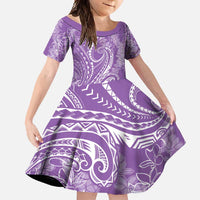 Polynesia Plumeria Lei Family Matching Off Shoulder Maxi Dress and Hawaiian Shirt Periwinkle Curves Motif